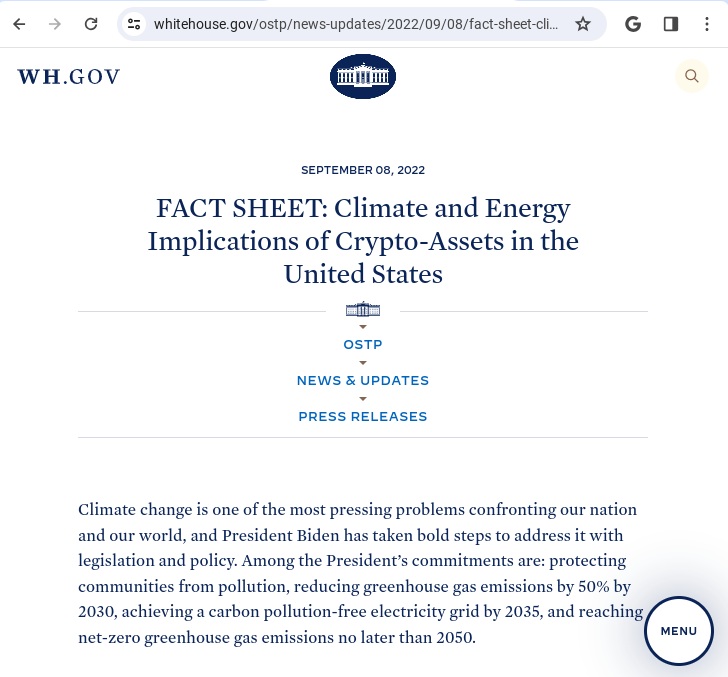 Whitehouse.gov Fact Sheet: Crypto Assets